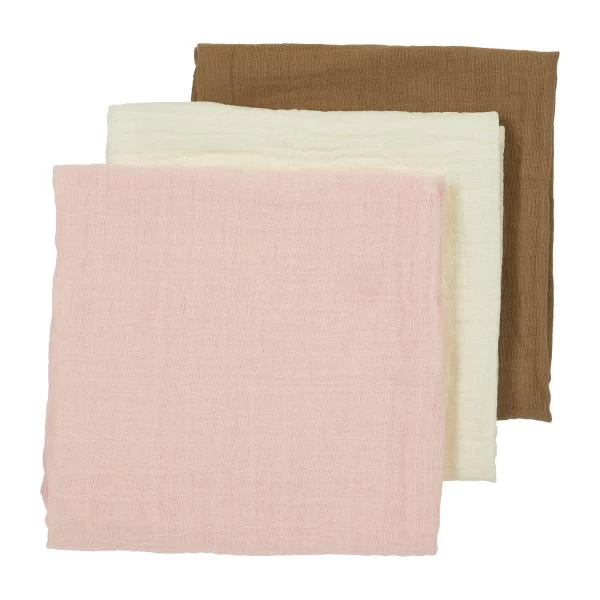 Meyco Windeln Uni - 3 Stück - Offwhite/Soft Pink/Toffee 1 Meyco Windeln Uni - 3 Stück - Offwhite/Soft Pink/Toffee
