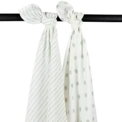 Meyco Swaddle Pucktuch- Dot Stripe - Soft Green - 2 Stück