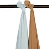 Meyco Swaddle Pucktuch- Uni - 2 Stück - Soft Light Blue/Toffee