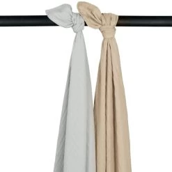 Meyco Swaddle Pucktuch- Uni - 2 Stück - Light Grey/Sand