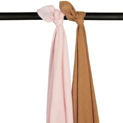 Meyco Swaddle Pucktuch- Uni - 2 Stück - Soft Pink/Toffee