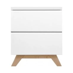 Bopita Lynn Nachtschrank Grifflos Weiß / Naturbelassen