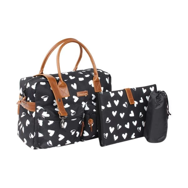 Diaper Bag Kidzroom Black & White Black/Heart 3 Diaper Bag Kidzroom Black & White Black/Heart – Bild 3