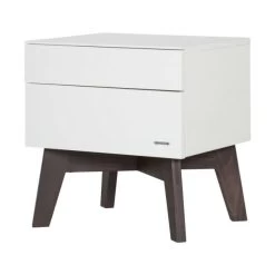 Kidsmill Sixties Nachttisch Mattweiß / Walnuss 5 Kidsmill Sixties Nachttisch Mattweiß / Walnuss -Babywelt Verkauf sixties nachtkastje wit mat walnoot zijkant abd5