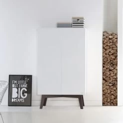 Kidsmill Sixties Kleiderschrank 2-türig Mattweiß / Walnuss -Babywelt Verkauf tienerkamer sixties sfeer 1 1 1 0546